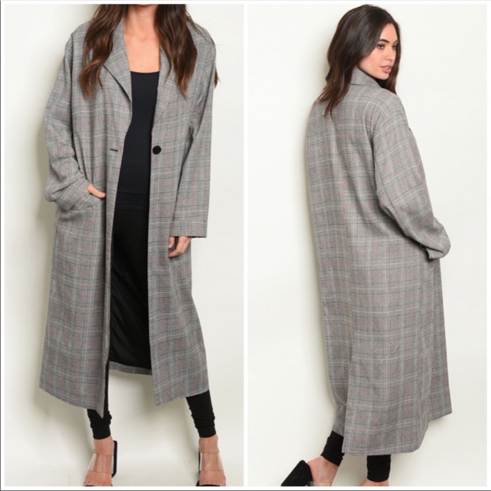 Checkered longline coat - Picture 1 of 2
